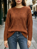 Women's Herringbone Stitch Curved Hem Knit Jumper