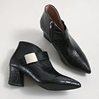Women's Winter Croc Effect Buckle Ankle Boots