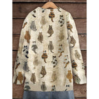 Women's Cat Motif Knitted Cardigan