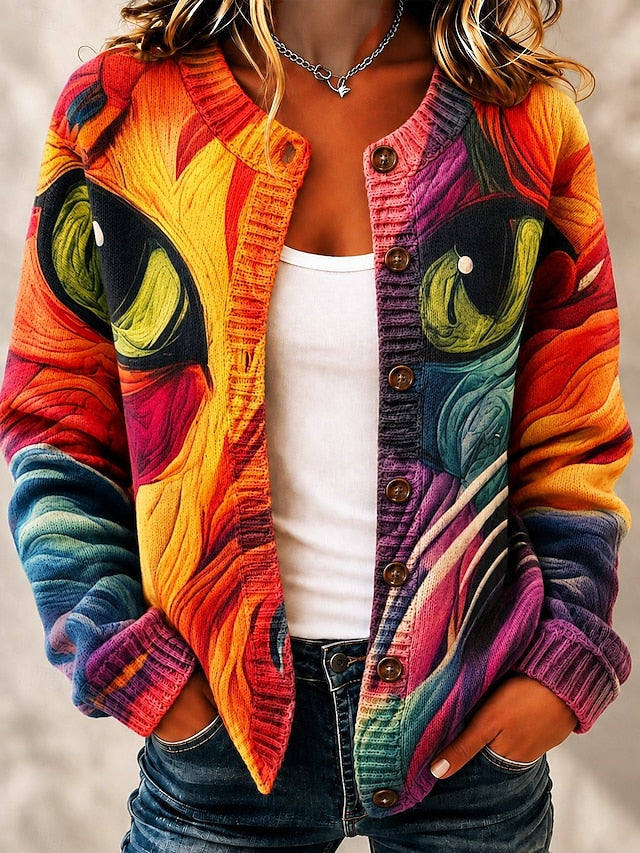 Women's Multicoloured Art Knit Cardigan