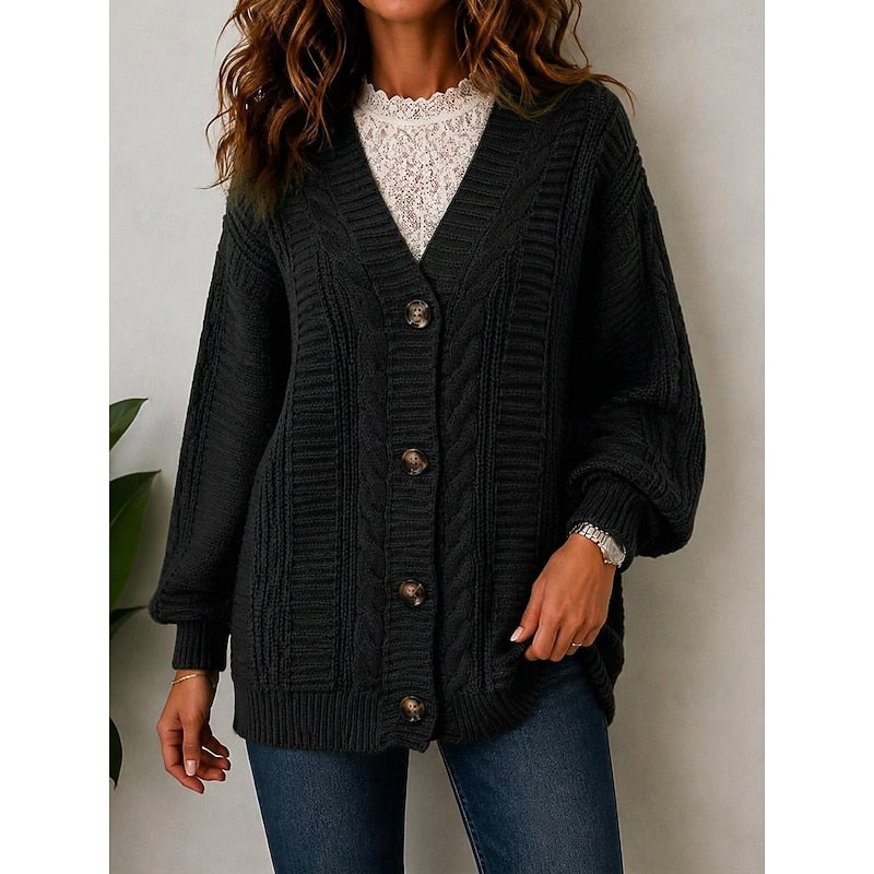 Women's Cable Knit Button Cardigan