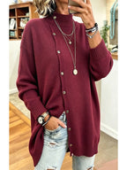 Women's Roll Neck Button Tunic Jumper