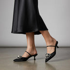 Women's Kitten Heel Mules with Pointed Toe