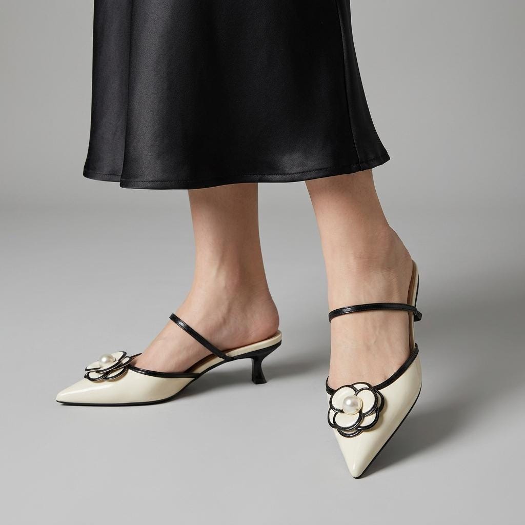 Women's Kitten Heel Mules with Pointed Toe