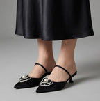 Women's Kitten Heel Mules with Pointed Toe