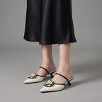 Women's Kitten Heel Mules with Pointed Toe