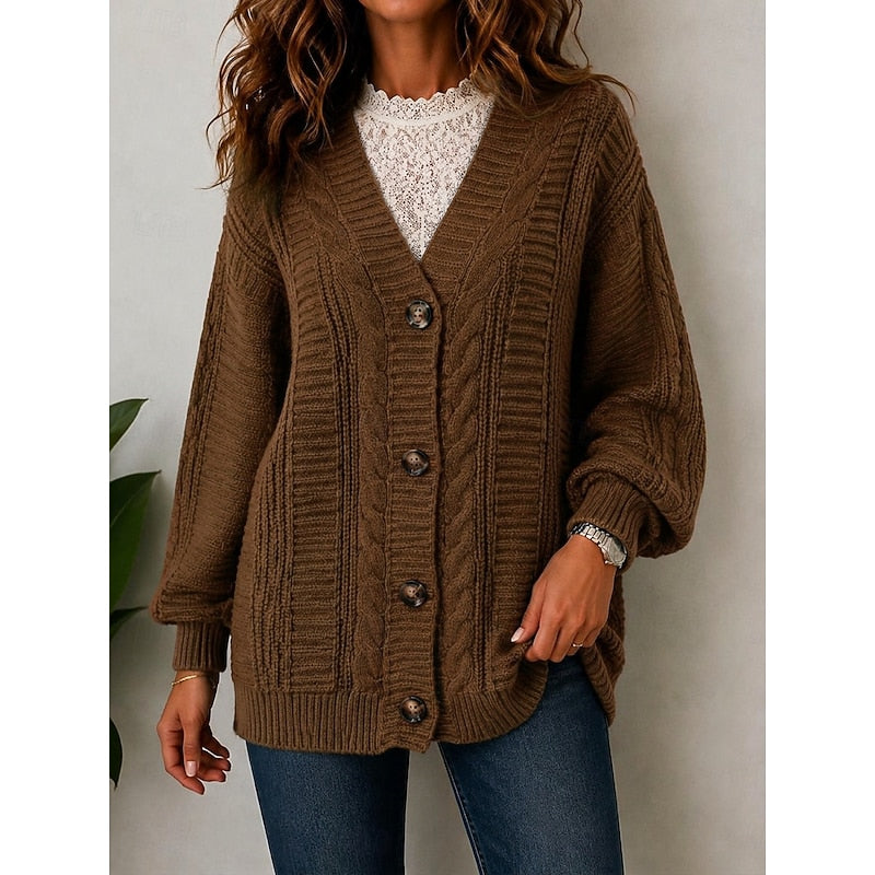 Women's Cable Knit Button Cardigan