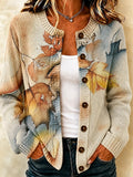 Women's Floral Print Button Cardigan