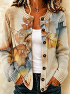 Women's Floral Print Button Cardigan