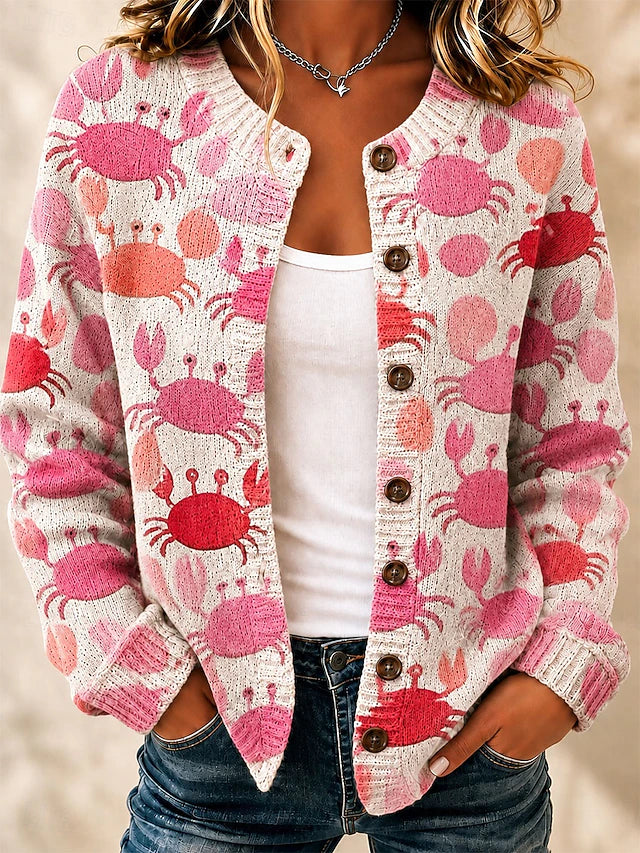 Women's Pastel Print Knitted Cardigan