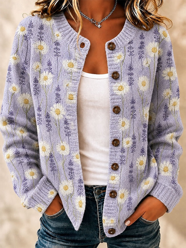 Women's Multicoloured Art Knit Cardigan