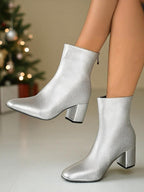 Women's Faux Leather Chunky Heel Boots