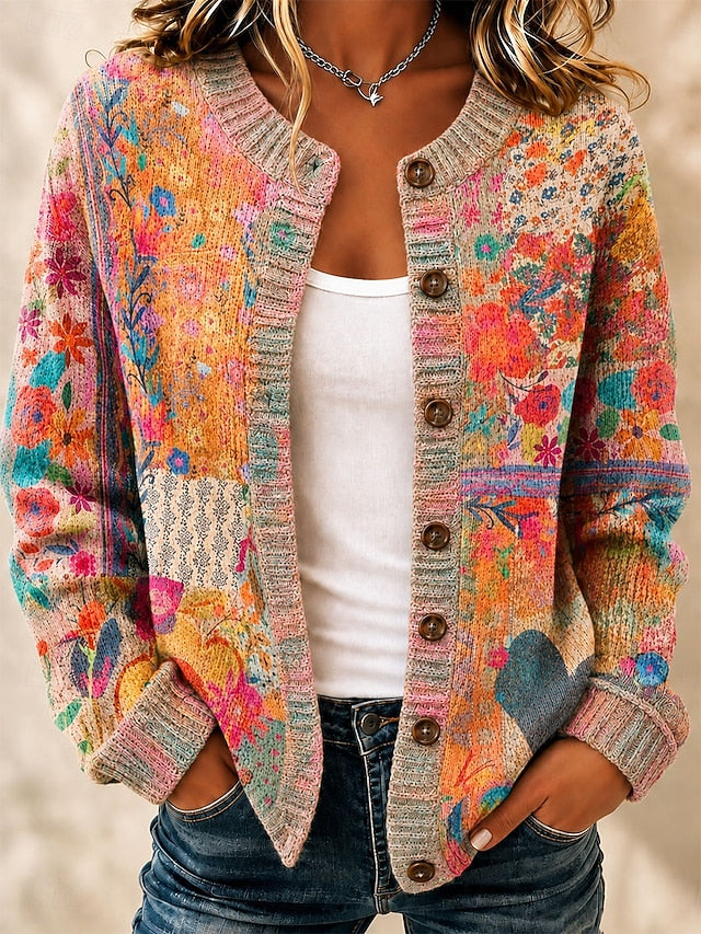 Women's Multicoloured Art Knit Cardigan