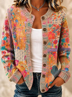 Women's Multicoloured Art Knit Cardigan