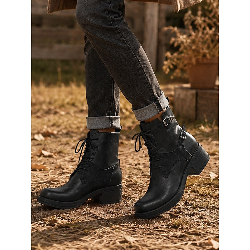 Women's Chunky Sole Combat Boots
