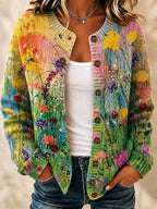 Women's Multicoloured Art Knit Cardigan