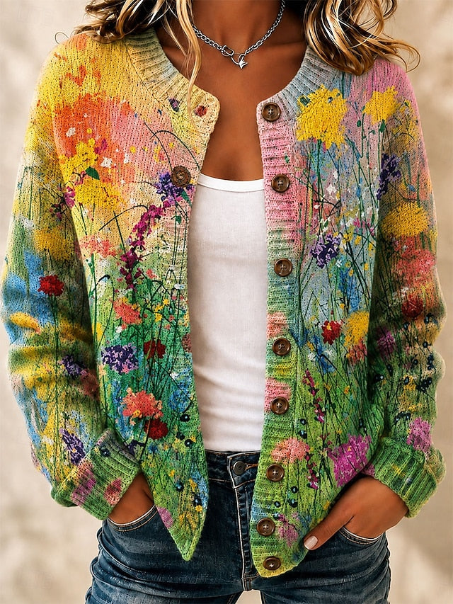 Women's Multicoloured Art Knit Cardigan