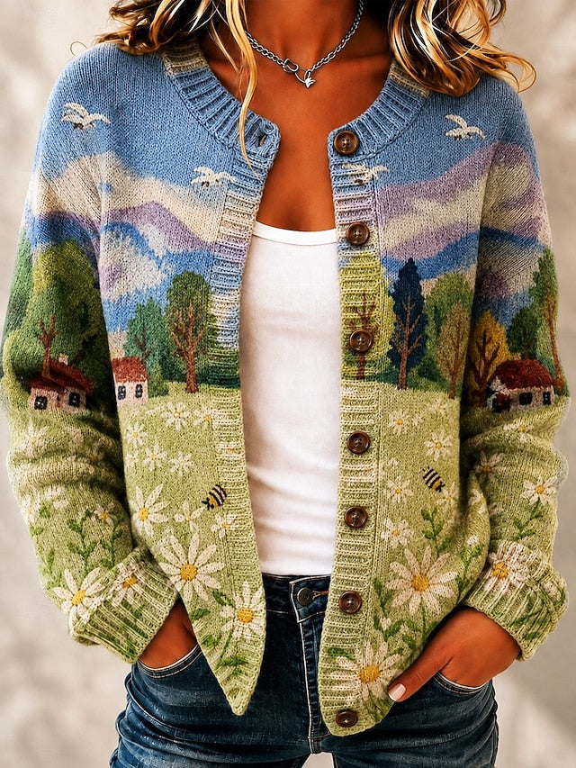 Women's Multicoloured Art Knit Cardigan