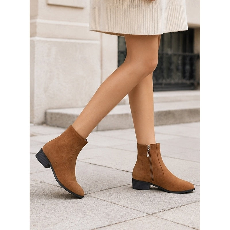 Women's Flat Zip Up Ankle Boots