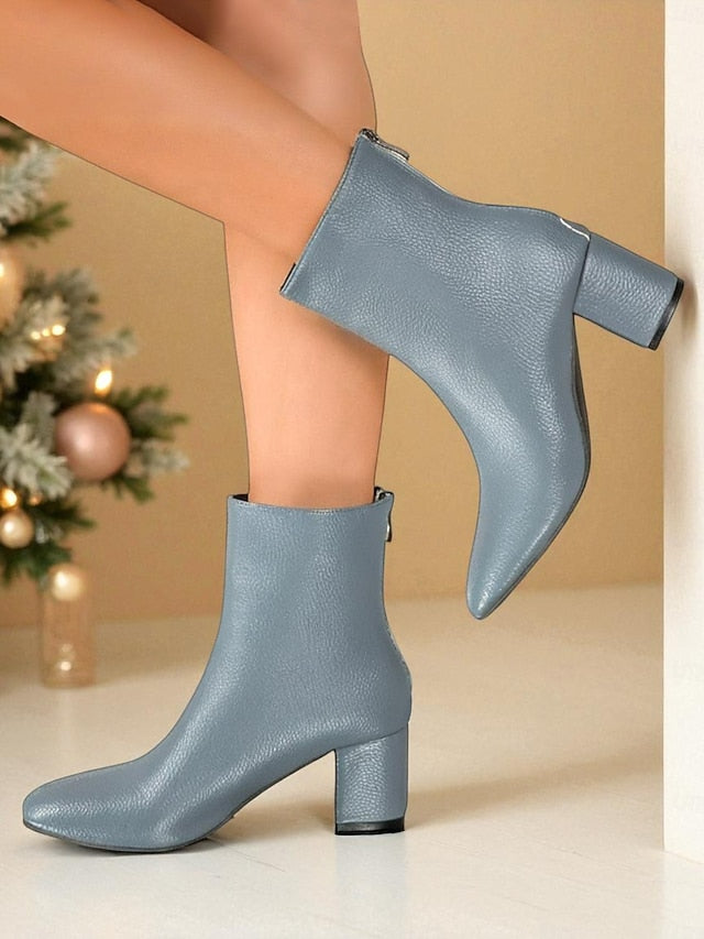 Women's Faux Leather Chunky Heel Boots