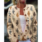 Women's Cat Motif Knitted Cardigan