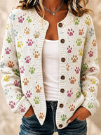 Women's Pastel Print Knitted Cardigan