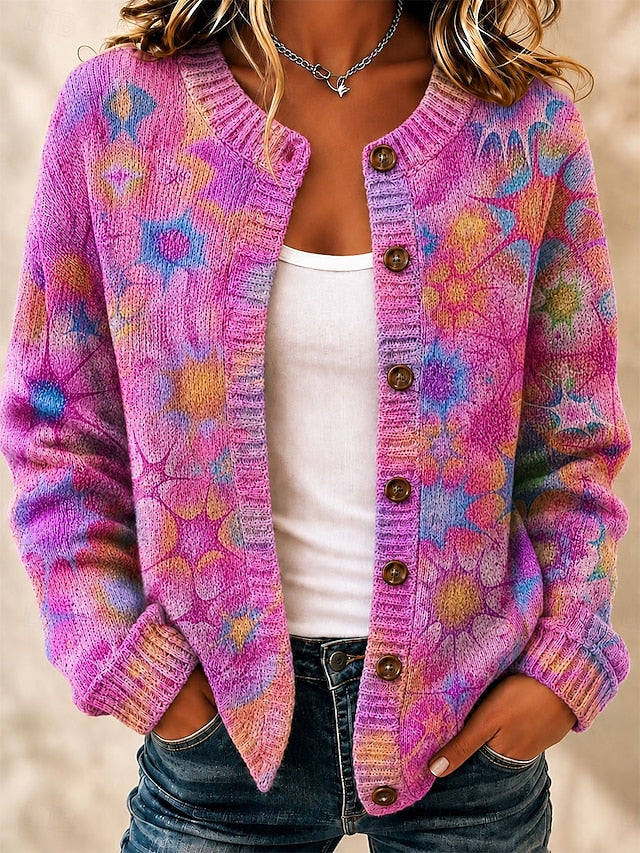Women's Multicoloured Art Knit Cardigan