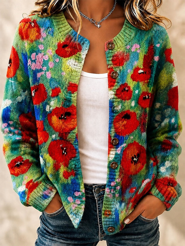 Women's Multicoloured Art Knit Cardigan