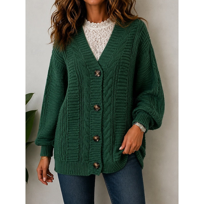 Women's Cable Knit Button Cardigan