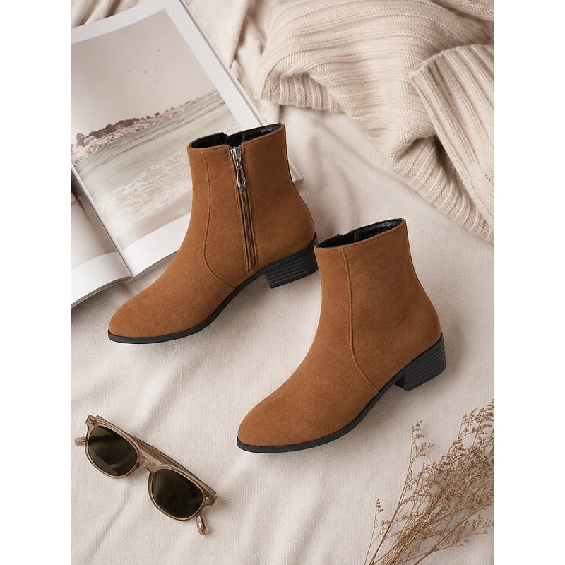 Women's Flat Zip Up Ankle Boots