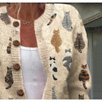Women's Cat Motif Knitted Cardigan