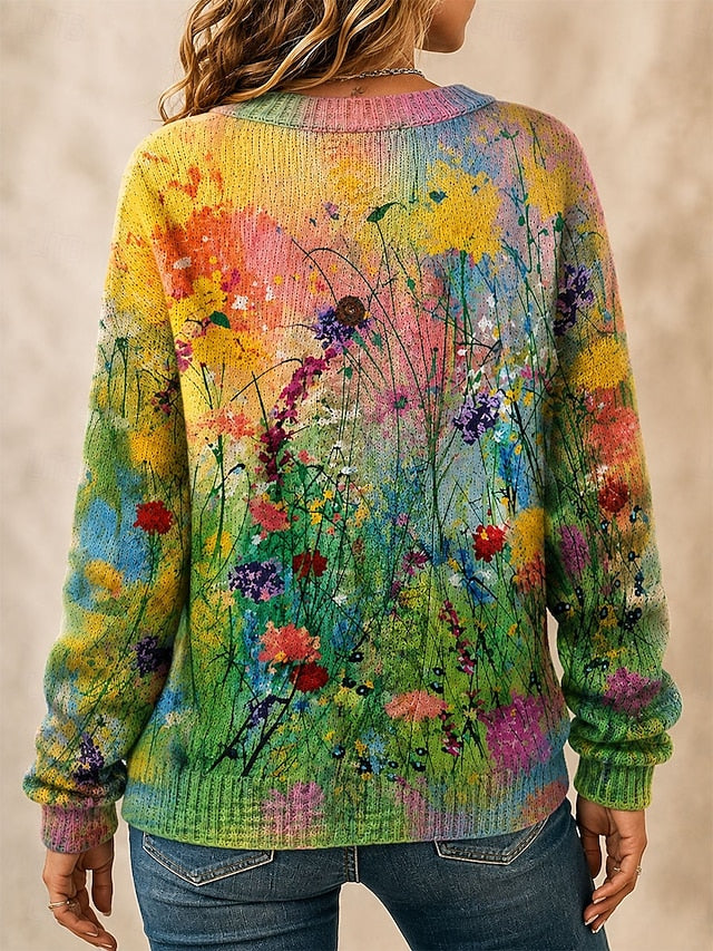 Women's Multicoloured Art Knit Cardigan