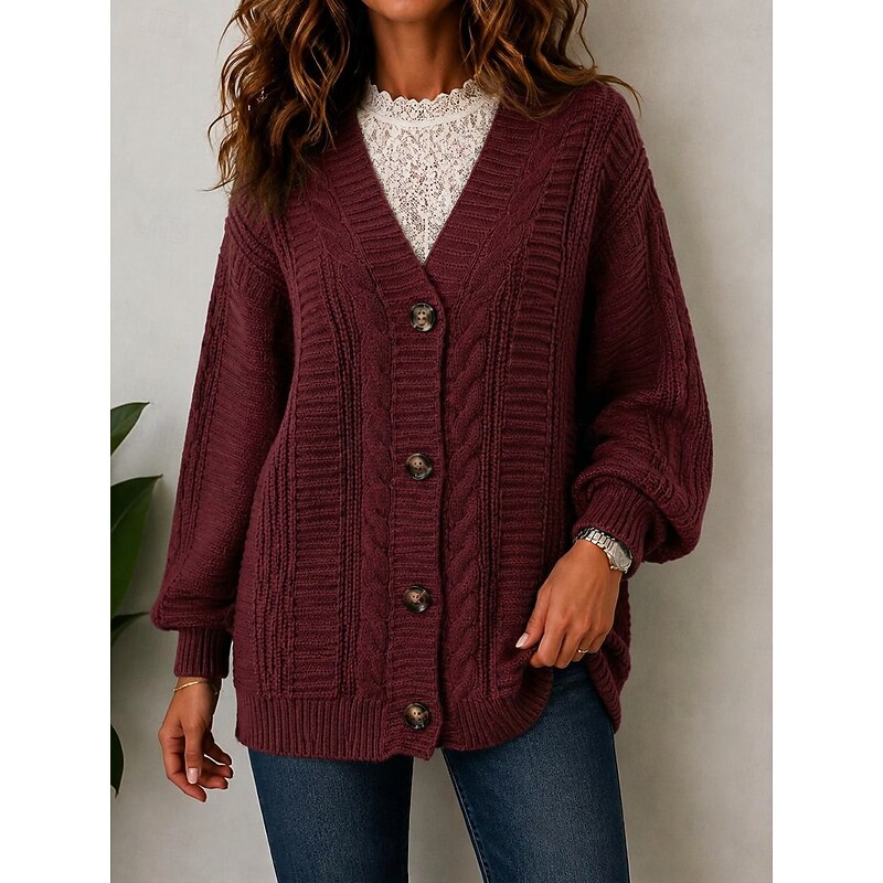 Women's Cable Knit Button Cardigan