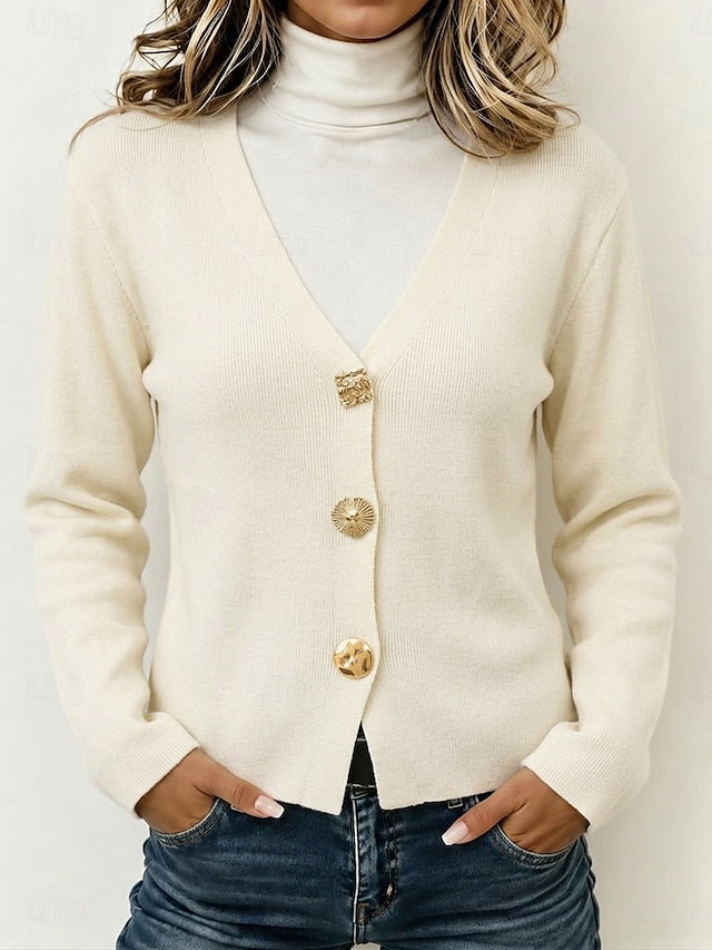 Women's Burgundy Knitted Button Cardigan