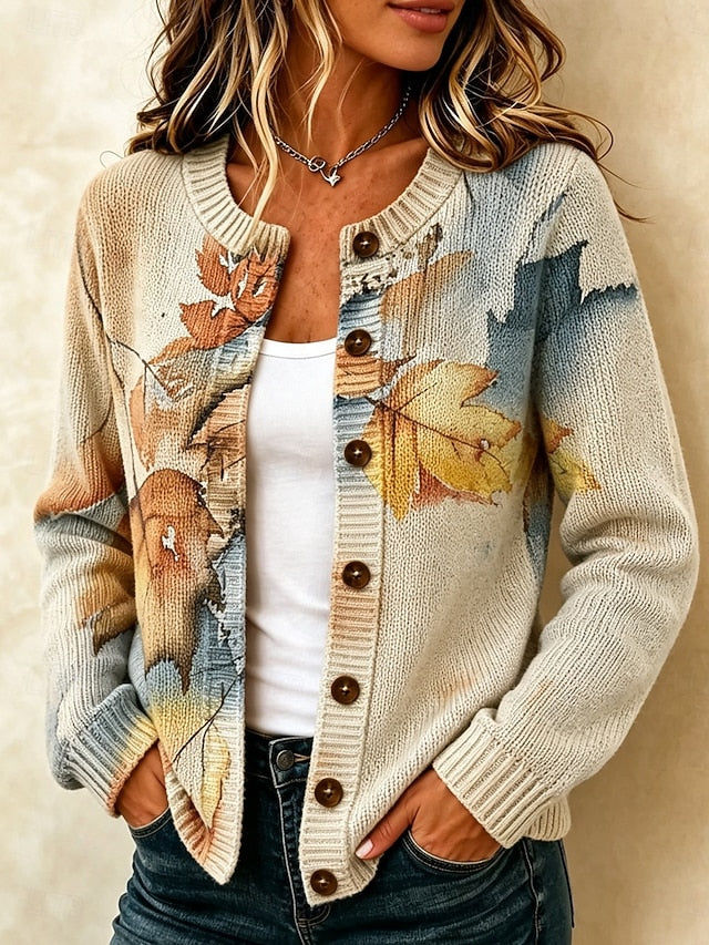 Women's Floral Print Button Cardigan