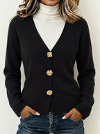 Women's Burgundy Knitted Button Cardigan