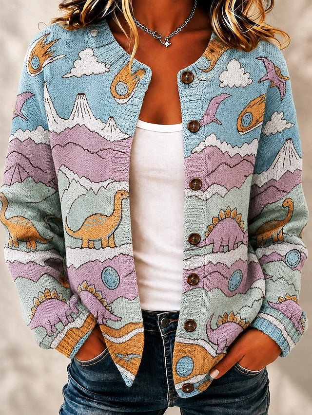 Women's Multicoloured Art Knit Cardigan